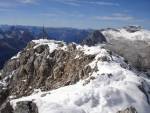Hochwanner Normalweg von SW - Gipfelgrat; Blick nach Westen zu Zugspitze und ins Lechtal